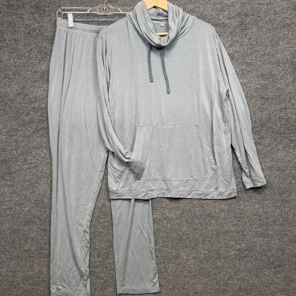 Emirates Size S/M Pajama PJs Set Gray Modal Blend First Class Long Sleeves Soft
